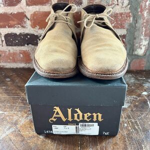 Men's Alden 1494 Unlined Chukka Desert Boots Khaki Tan Suede 7.5 E Leydon Last